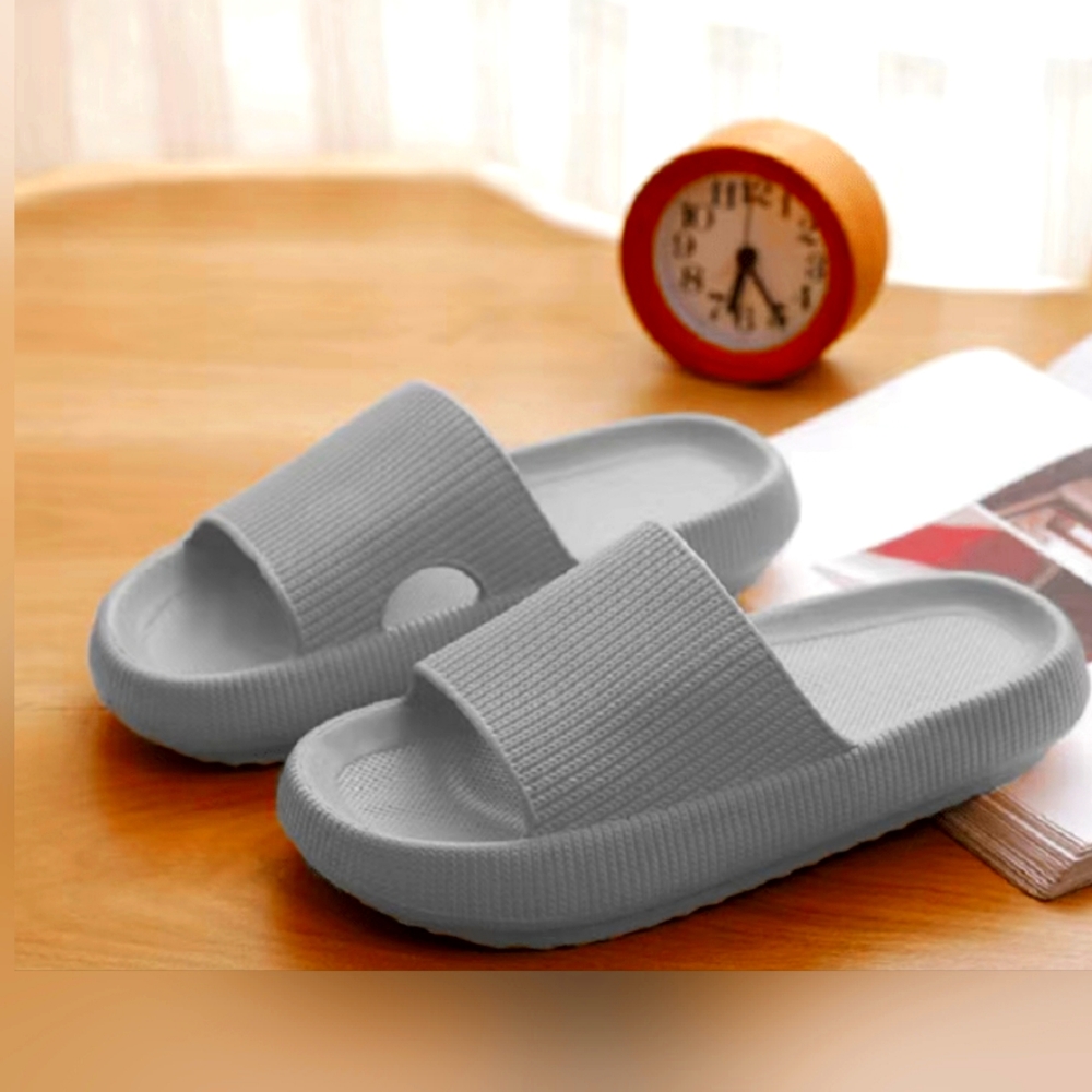 Women's Soft and Comfy Indoor Pillow Slides - Solid Color Open Toe